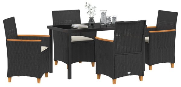 Kert étkező szett 5 pcs Fekete polirattan