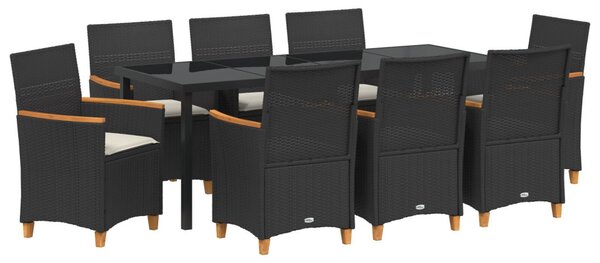 Kert étkező szett 9 pcs Fekete polirattan