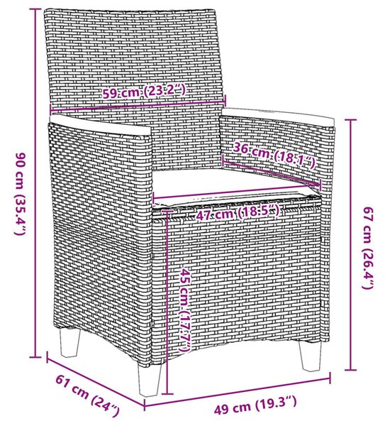 Kert étkező szett 5 pcs Fekete polirattan