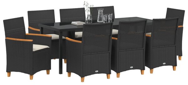 Kert étkező szett 9 pcs Fekete polirattan