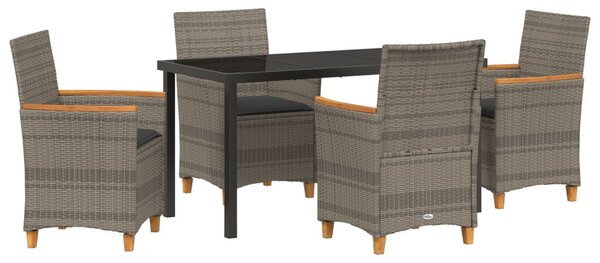 Kert étkező szett 5 pcs Szürke polirattan