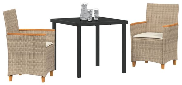 Kert étkező szett 3 pcs Bézs polirattan