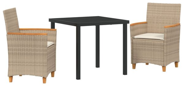 Kert étkező szett 3 pcs Bézs polirattan