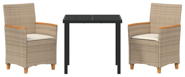 Kert étkező szett 3 pcs Bézs polirattan