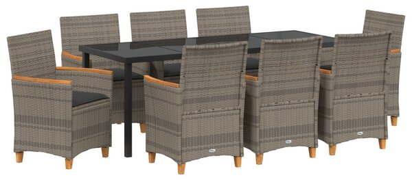 Kert étkező szett 9 pcs Szürke polirattan