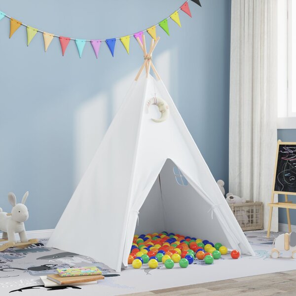 Gyermek Teepee Sátor Hordtáskával Őszibarack & Játék Labda Fehér