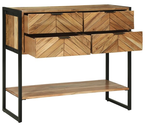 Konzolasztal fiókkal Barna 90 x 35 x 80 cm Tömör Akácfa