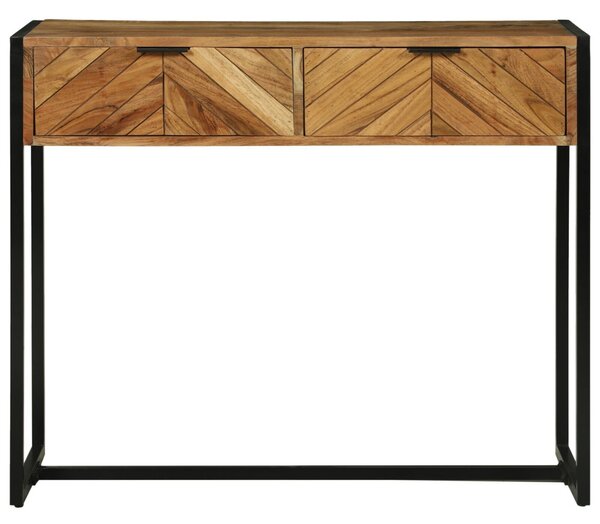 Konzolasztal fiókkal Barna 90 x 35 x 75 cm Tömör Akácfa