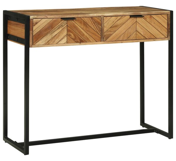 Konzolasztal fiókkal Barna 90 x 35 x 75 cm Tömör Akácfa