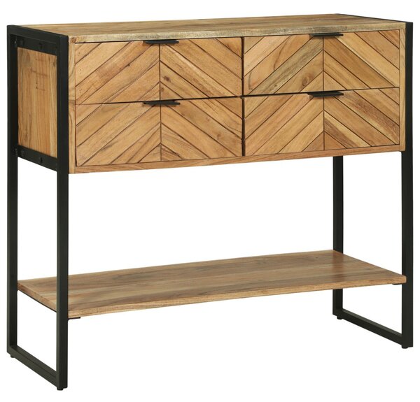 Konzolasztal fiókkal Barna 90 x 35 x 80 cm Tömör Akácfa