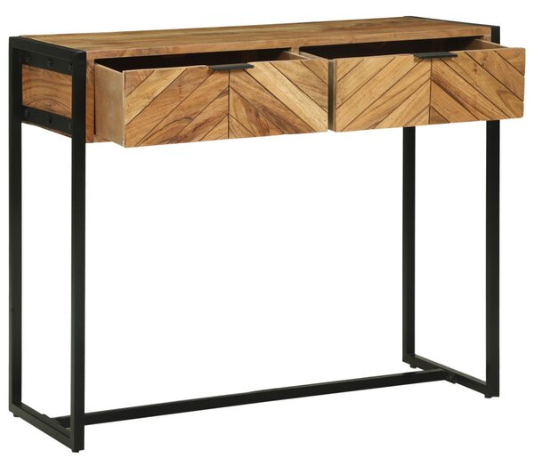 Konzolasztal fiókkal Barna 90 x 35 x 75 cm Tömör Akácfa