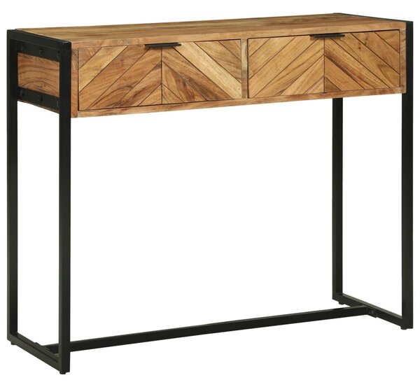 Konzolasztal fiókkal Barna 90 x 35 x 75 cm Tömör Akácfa