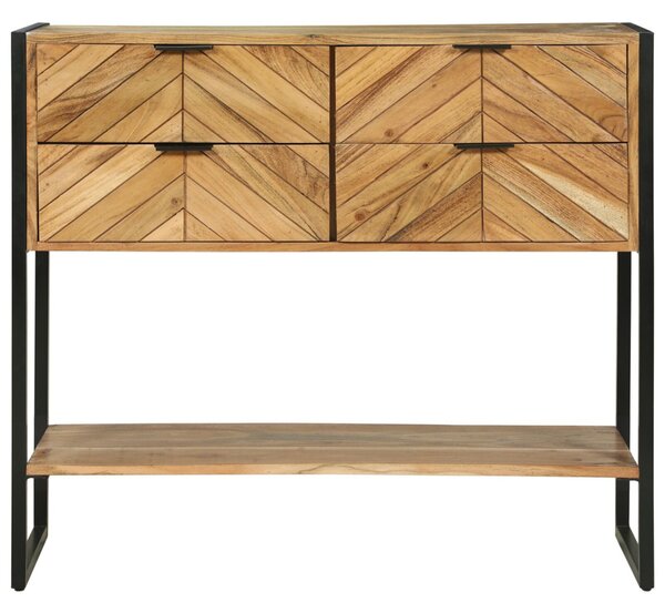 Konzolasztal fiókkal Barna 90 x 35 x 80 cm Tömör Akácfa