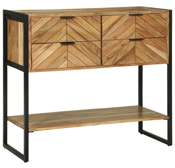 Konzolasztal fiókkal Barna 90 x 35 x 80 cm Tömör Akácfa