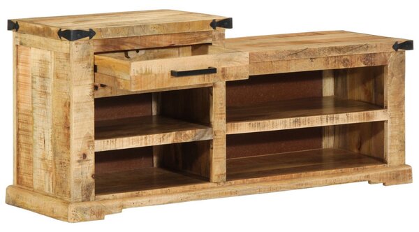 Cipőpad 110x35x50 cm Tömör durva fa mangó