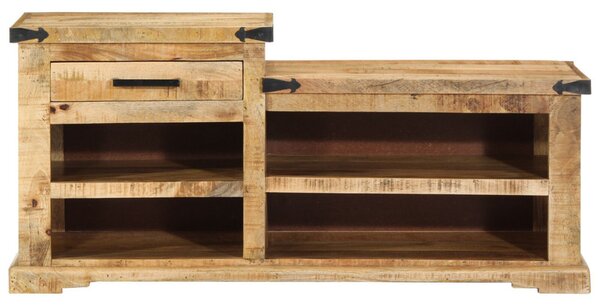 Cipőpad 110x35x50 cm Tömör durva fa mangó