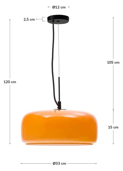 Narancssárga LED függőlámpa üveg búrával ø 38 cm Reig – Kave Home
