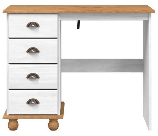 Íróasztal ASKIM" Fiókokkal Fehér 95x40x75 cm Tömbfa Fenyő"