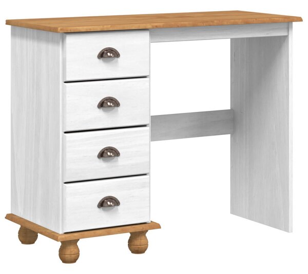 Íróasztal ASKIM" Fiókokkal Fehér 95x40x75 cm Tömbfa Fenyő"