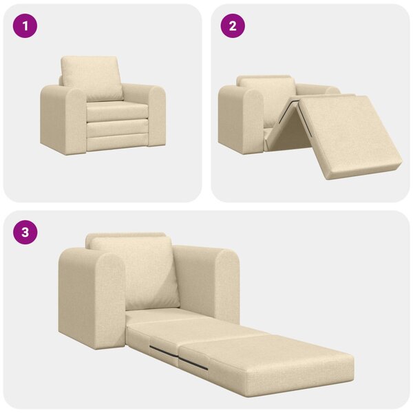 Floor Sofa Bed 2 az 1-ben Krém 98x71x83 cm Szövet