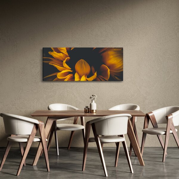 Kép - Napraforgó fekete háttérben (120x50 cm)