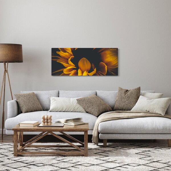 Kép - Napraforgó fekete háttérben (120x50 cm)