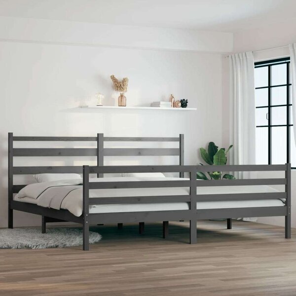 VidaXL Szürke Tömör Fenyőfa Ágykeret - 200x200 cm