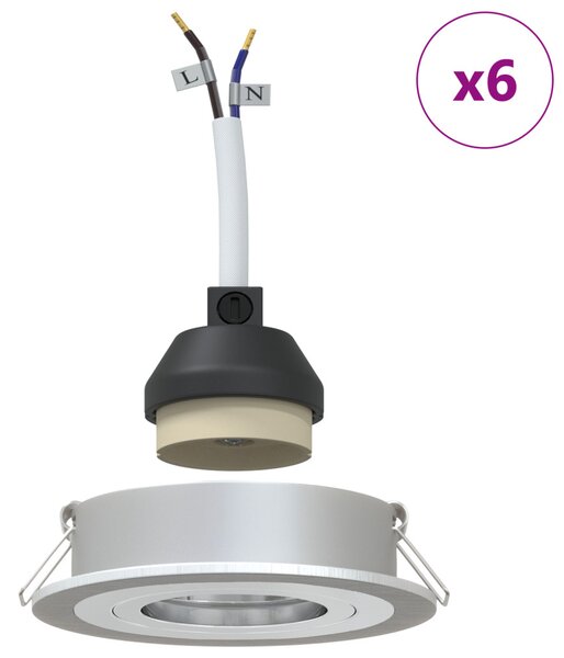 Beépített spotlámpák 6 db Kerek GU10 Ezüst Ø91 mm