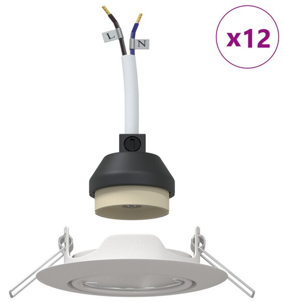 Beépített Spotlámpák 12 db Kerek GU10 Fehér Ø90 mm Acél