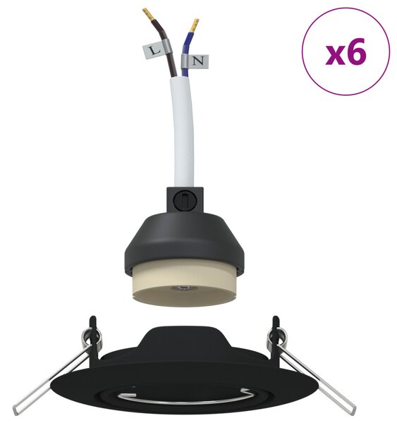 Beépített Spotlámpák 6 db Kör GU10 Fekete Ø90 mm Acél