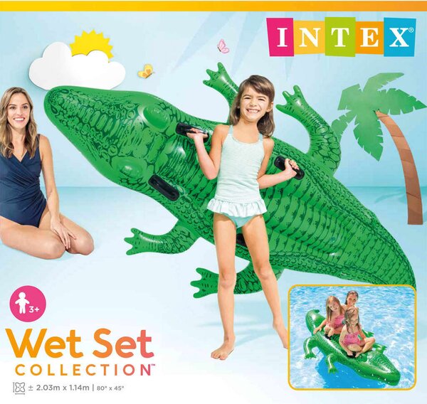 Óriás krokodil lovaglómatrac kapaszkodóval - Intex