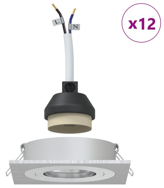 Beépített Spotlámpák 12 db Négyzet GU10 Ezüst 91x91 mm