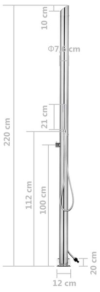 Kerti zuhany - Rozsdamentes acél - 220 cm