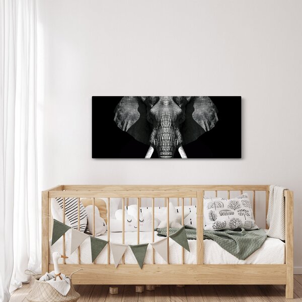 Kép - Elefánt fekete háttérrel (120x50 cm)