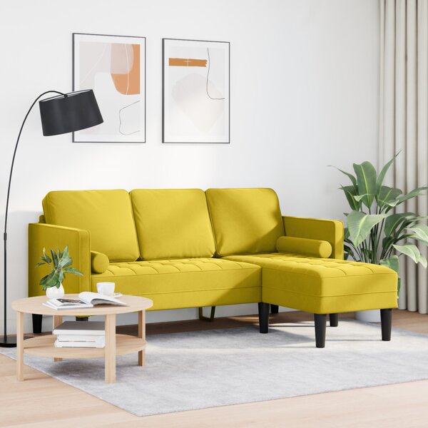 L-alakú Kanapé Sárga 173x131x67 cm Bársony
