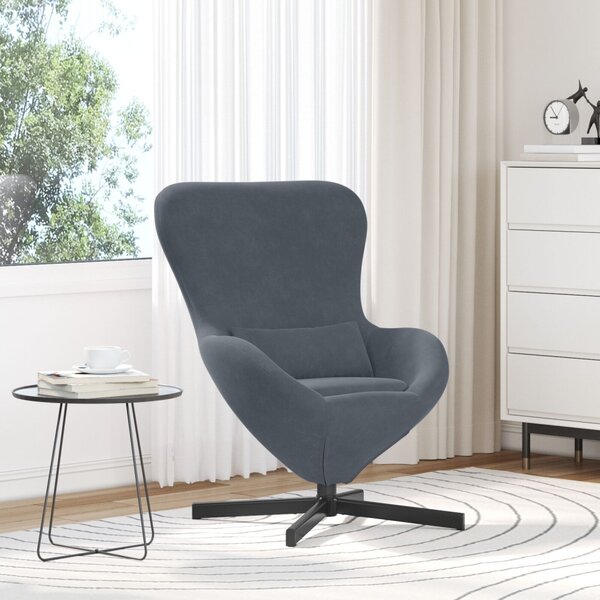 VidaXL Tojásfotel Sötétszürke 63 x 73 x 90 cm Bársony