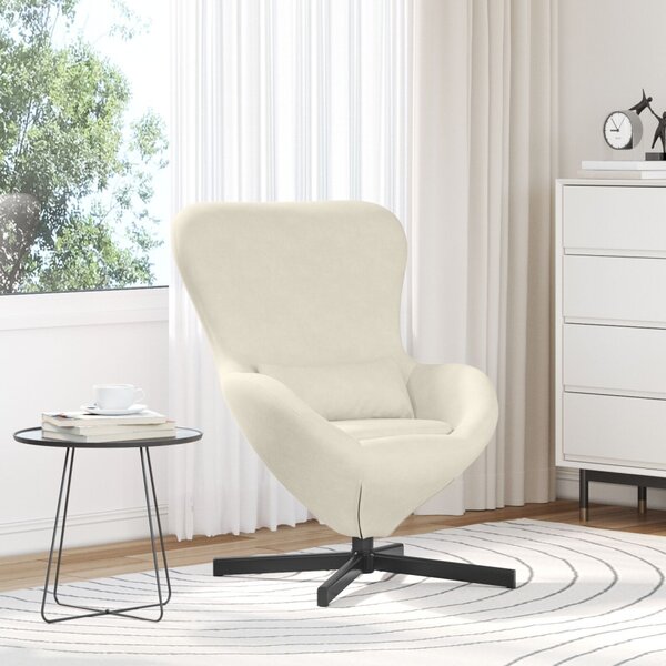 VidaXL Tojásfotel Krém 63 x 73 x 90 cm Bársony