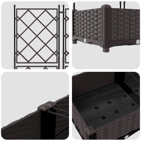 Kerti Virágágyás Trellis-szel 5 db Barna 120x120x125,5 cm