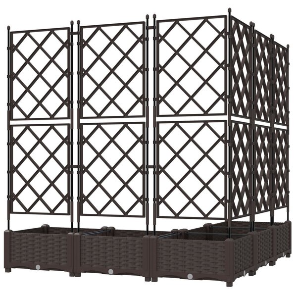 Kerti Virágágyás Trellis-szel 5 db Barna 120x120x125,5 cm
