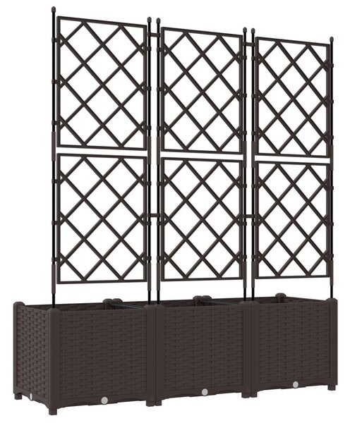 Kertvirágcserép rácsos 3 db Barna 120x40x143 cm