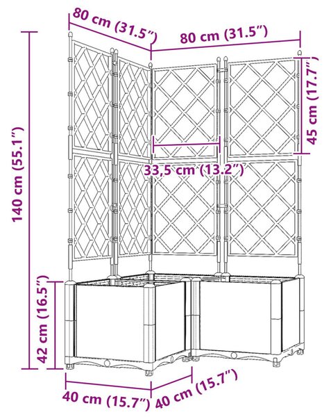 Kerti cserép 3 pcs Világosszürke 80 x 80 x 143 cm Acél