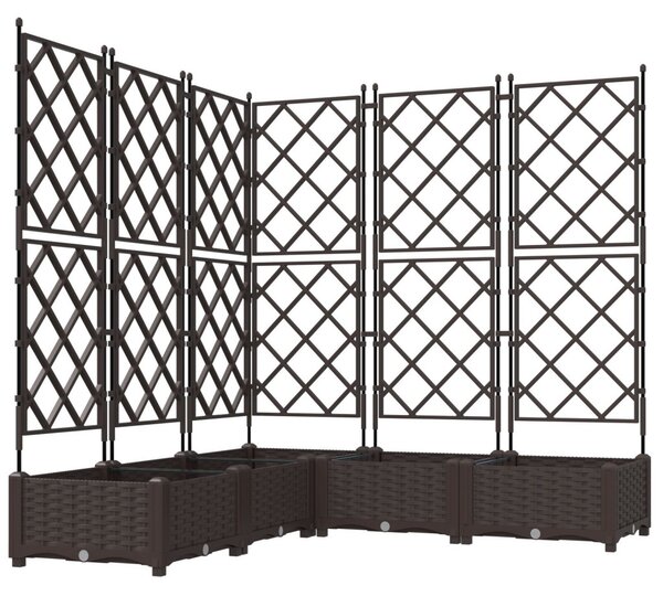 Kerti Virágágyás Trellis-szel 5 db Barna 120x120x125,5 cm