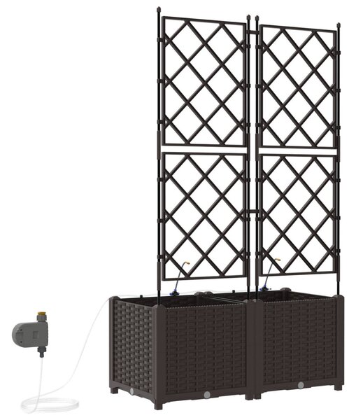 VidaXL Kerti cserép 2 pcs Barna 80 x 40 x 142 cm Műanyag