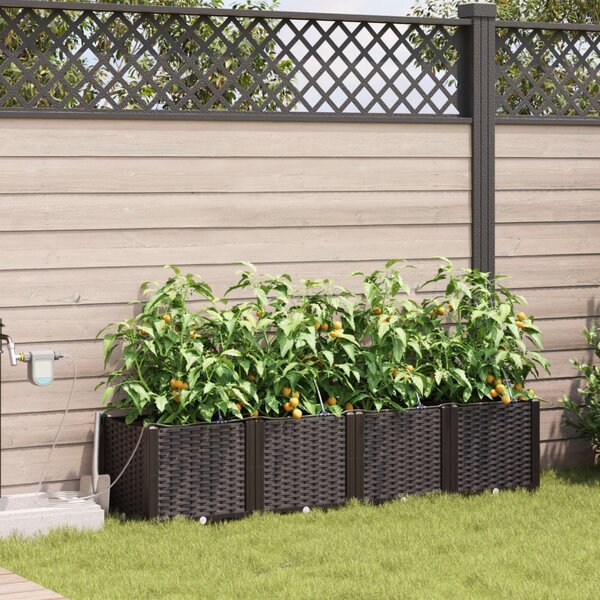 VidaXL Kerti cserép 4 pcs Barna 160 x 40 x 37,5 cm Műanyag