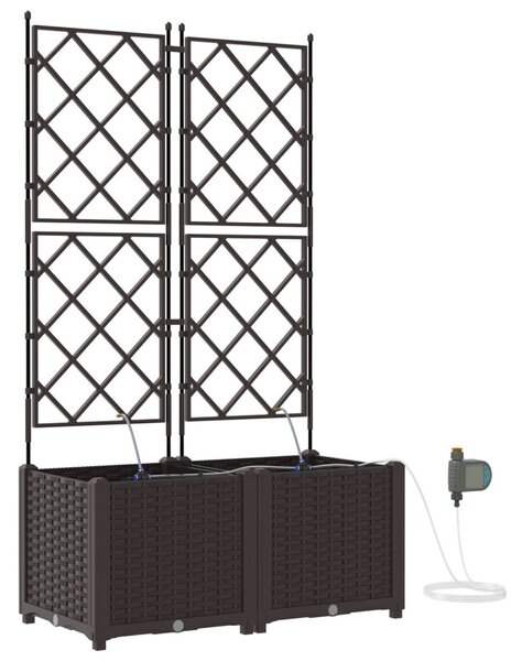 VidaXL Kerti cserép 2 pcs Barna 80 x 40 x 142 cm Műanyag