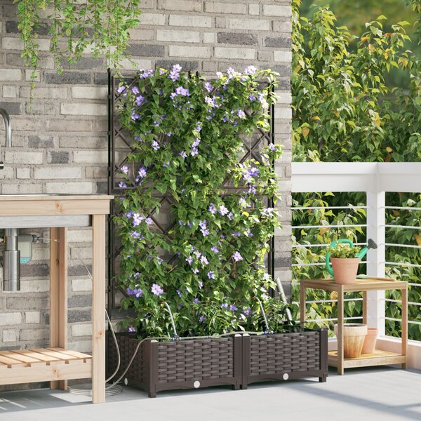 VidaXL Kerti cserép 2 pcs Barna 80 x 40 x 126 cm Műanyag