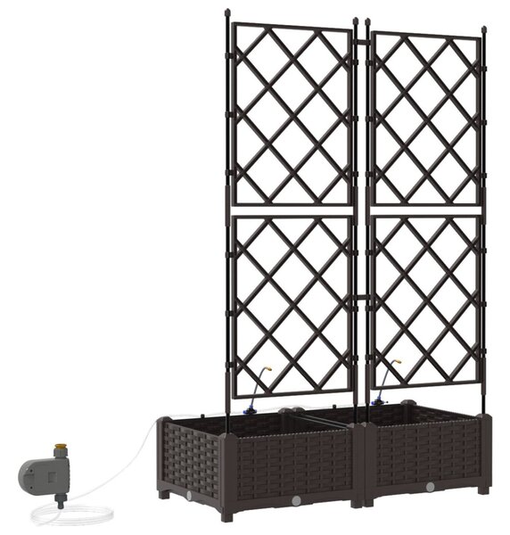 VidaXL Kerti cserép 2 pcs Barna 80 x 40 x 126 cm Műanyag