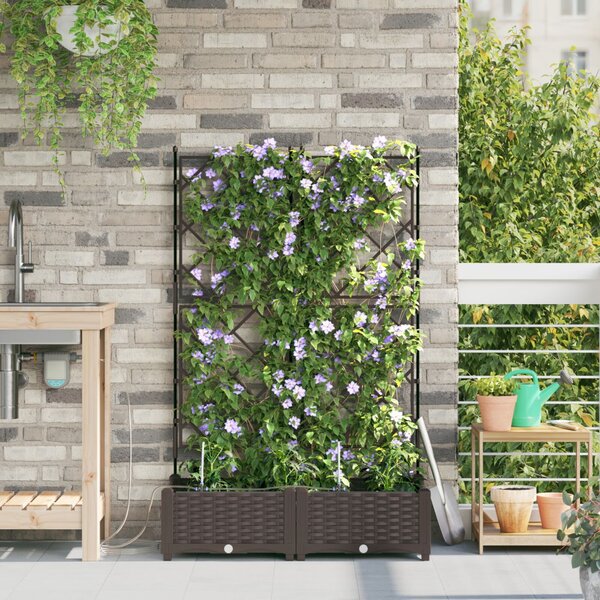 VidaXL Kerti cserép 2 pcs Barna 80 x 40 x 126 cm Műanyag