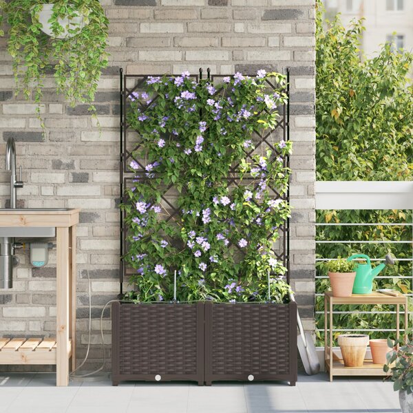 VidaXL Kerti cserép 2 pcs Barna 80 x 40 x 142 cm Műanyag