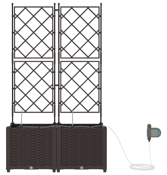 VidaXL Kerti cserép 2 pcs Barna 80 x 40 x 142 cm Műanyag